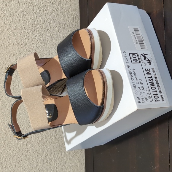 New In Box Sofia Genuine Leather 3.5" Wedge Shoes by European Heels Size 9 / 40 - Picture 12 of 12